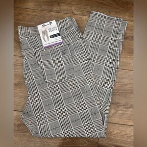 Seven7 NEW Black, Brown & White Plaid Pull on Ponte Skinny Stretch Leggings XXL